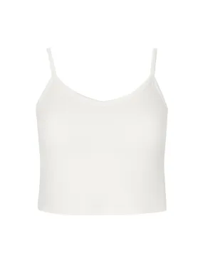 Bamboo Crop Layering Singlet - Cream