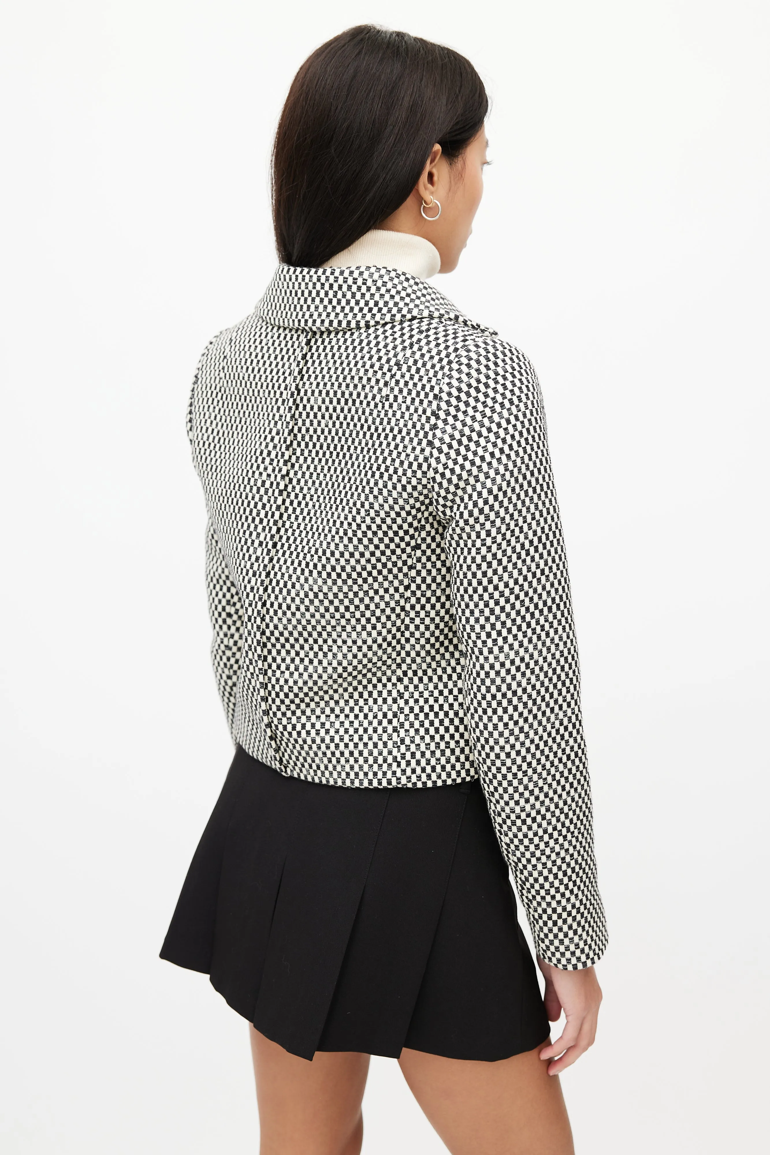Black & White Check Cropped Blazer