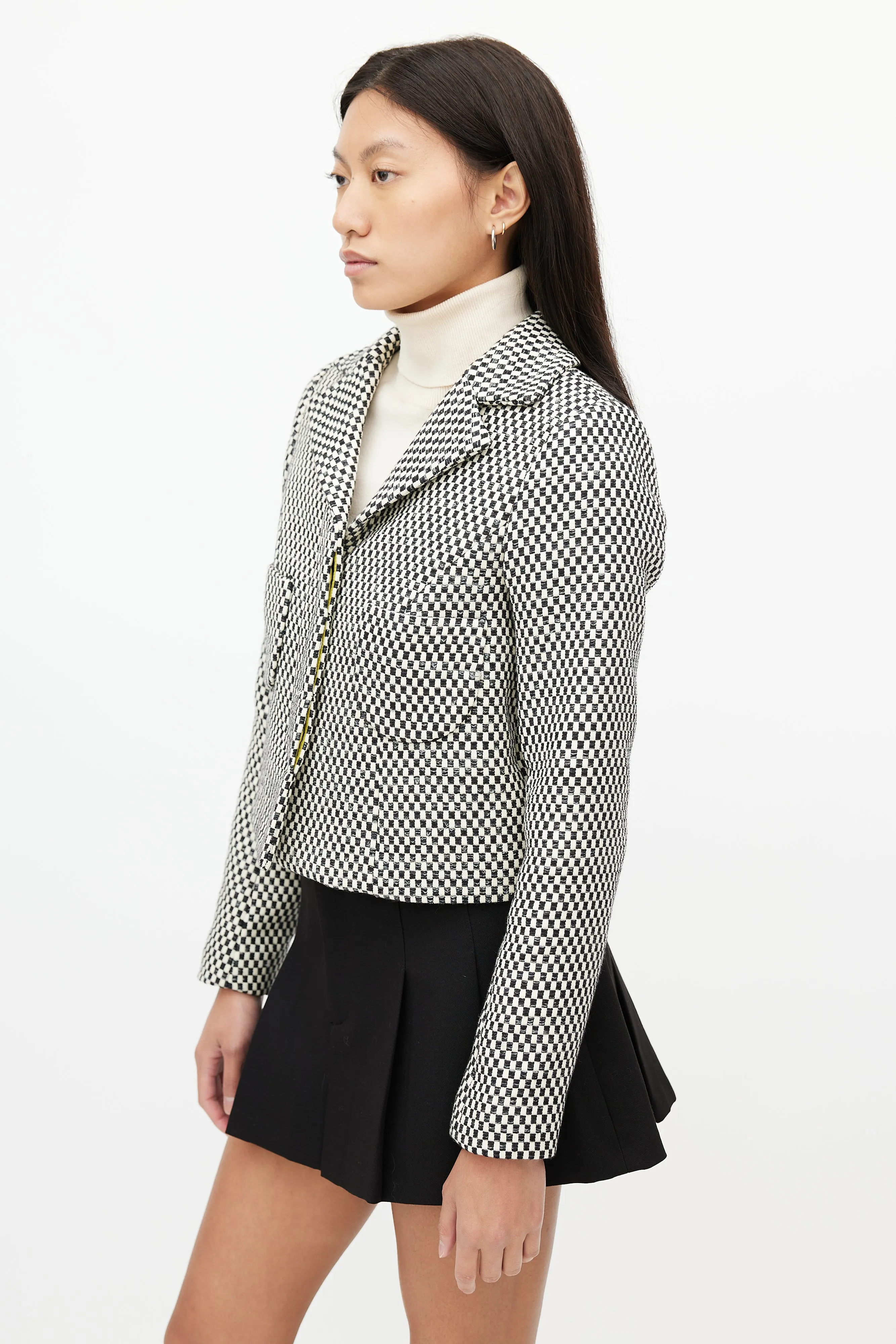 Black & White Check Cropped Blazer