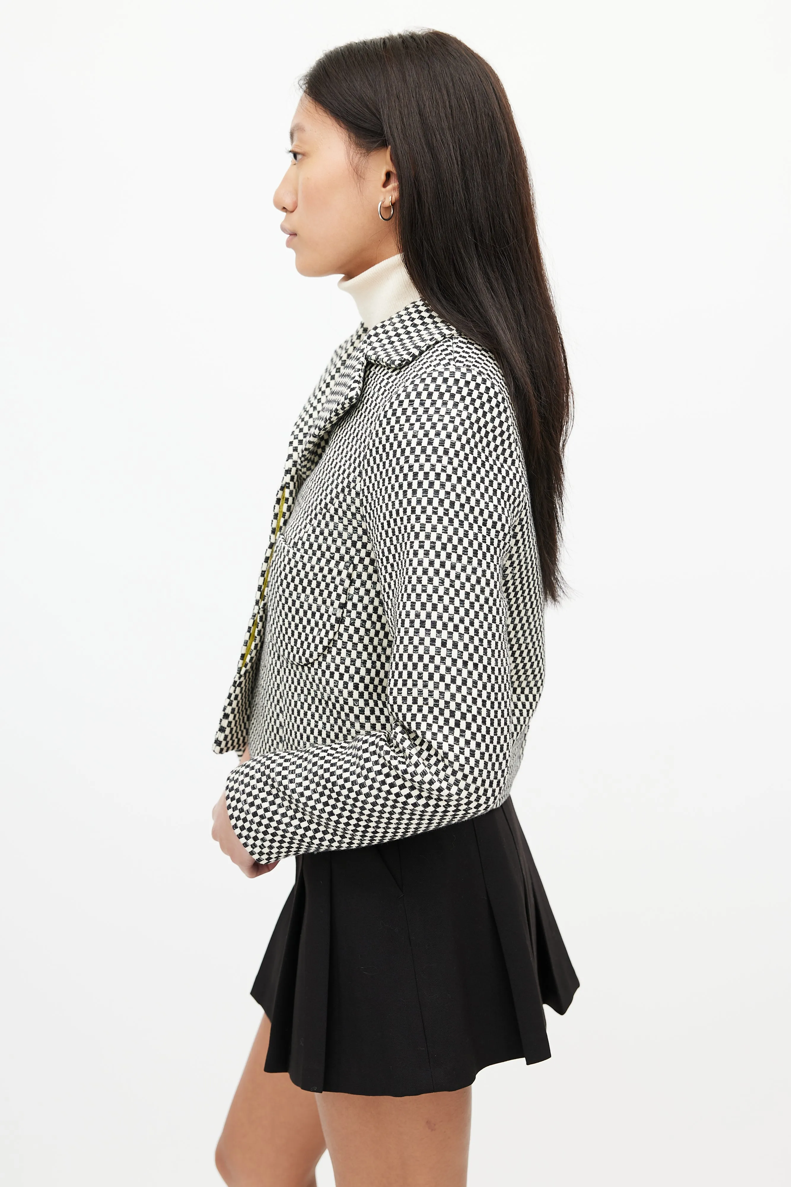 Black & White Check Cropped Blazer