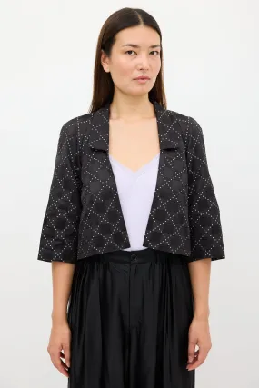 Black & White Geometric Open Blazer