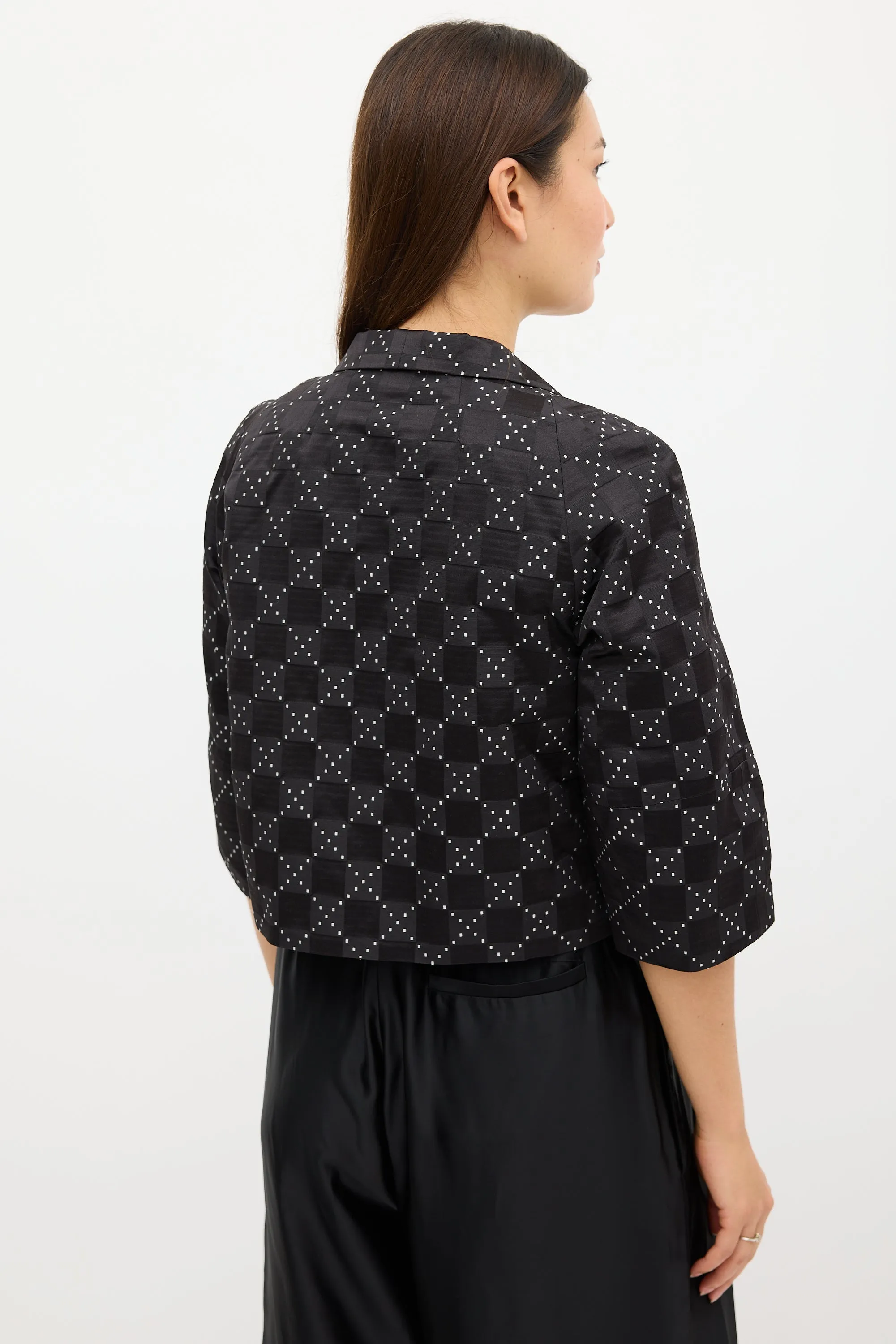 Black & White Geometric Open Blazer