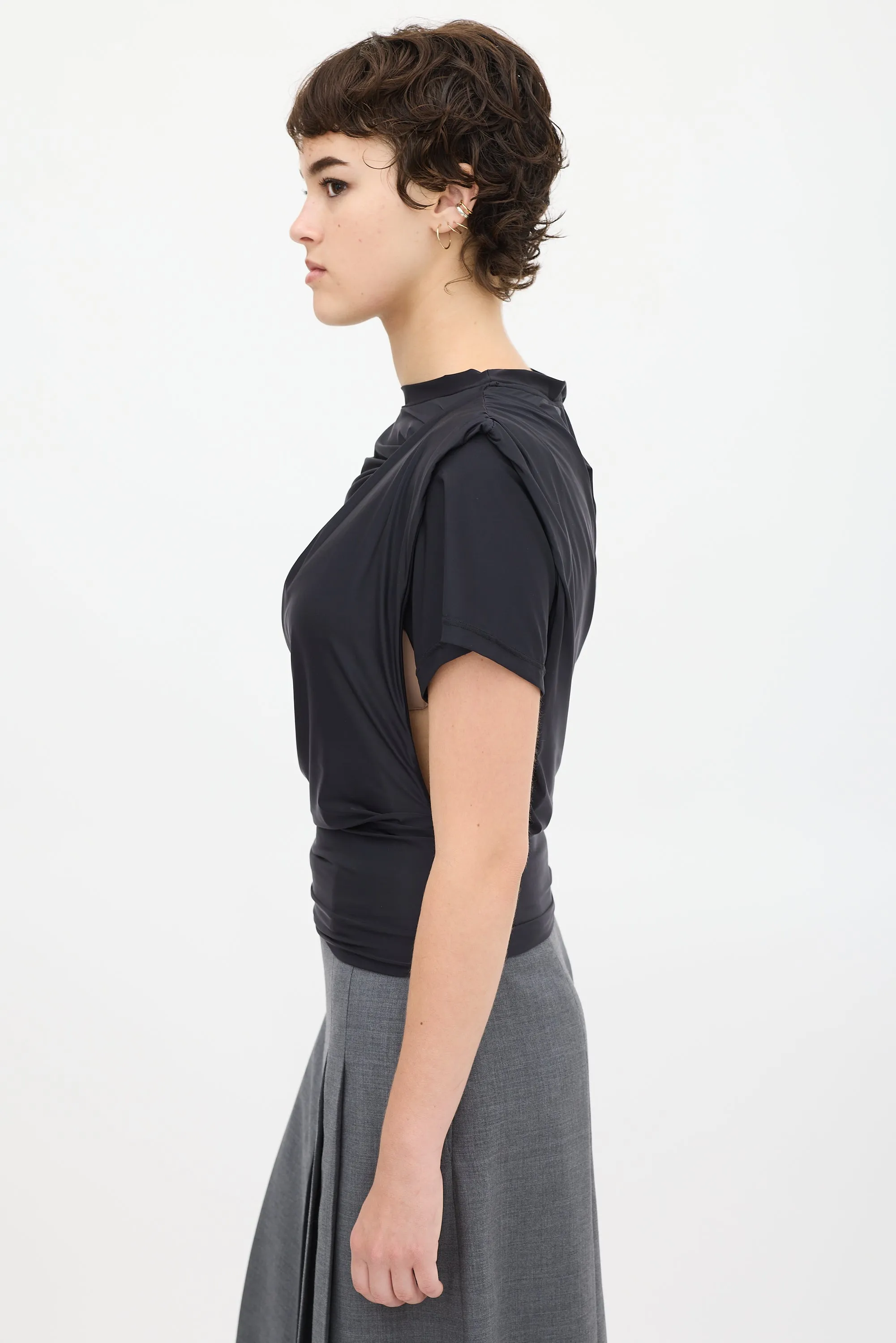 Black Cut Out Layered Sash Top