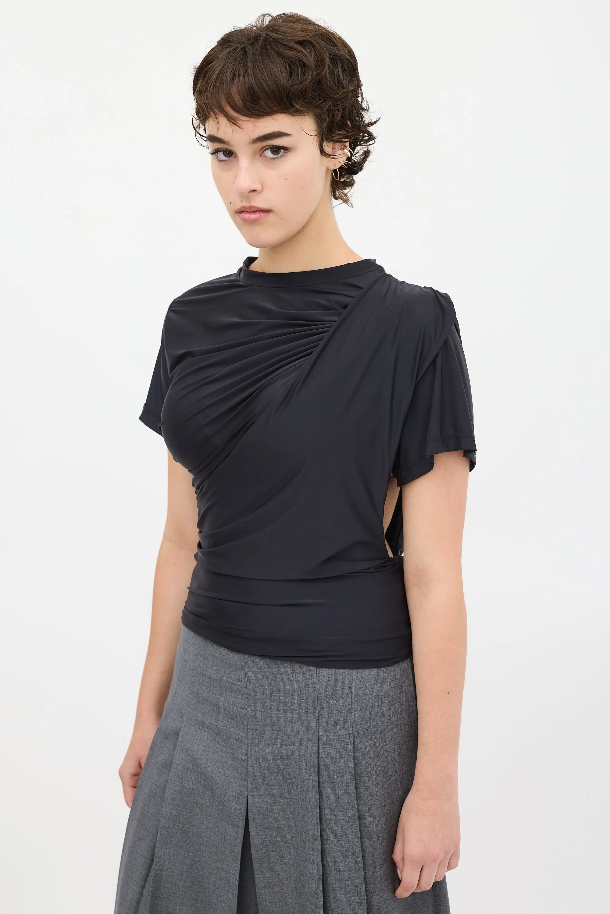 Black Cut Out Layered Sash Top