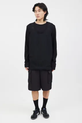Black Layered Long Sleeve Top