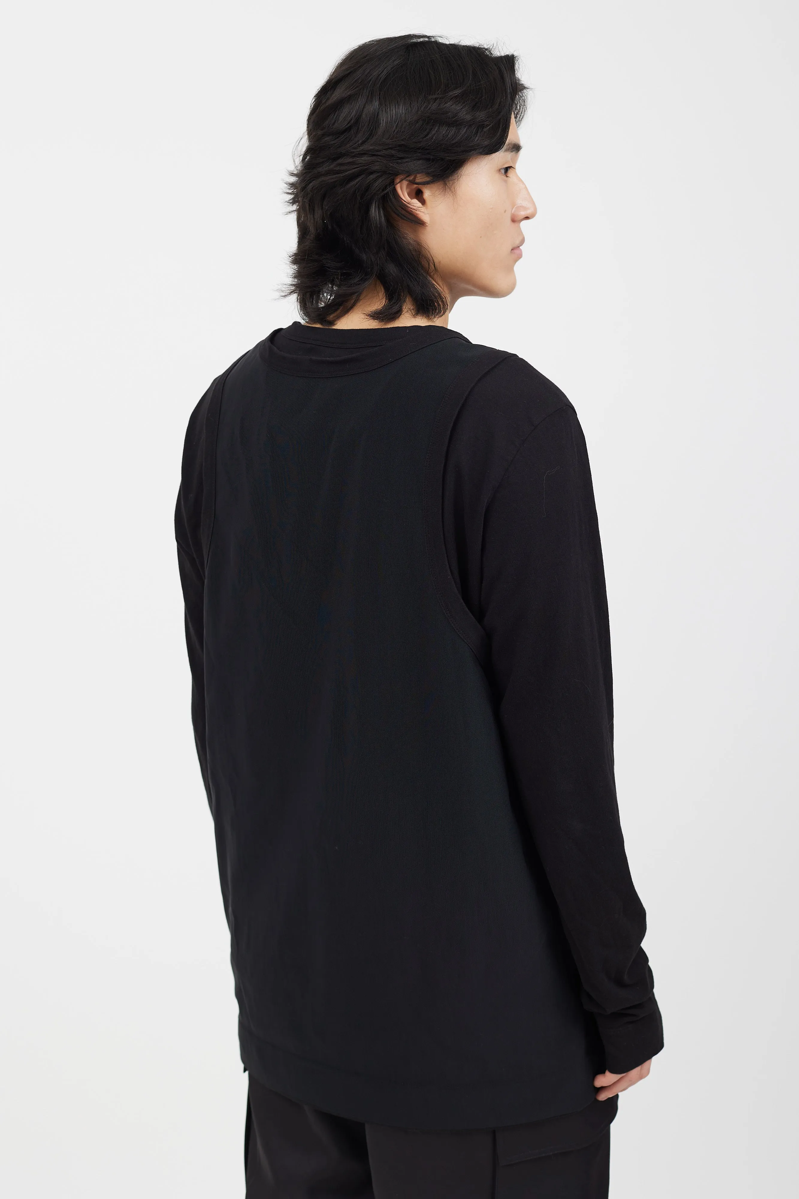 Black Layered Long Sleeve Top