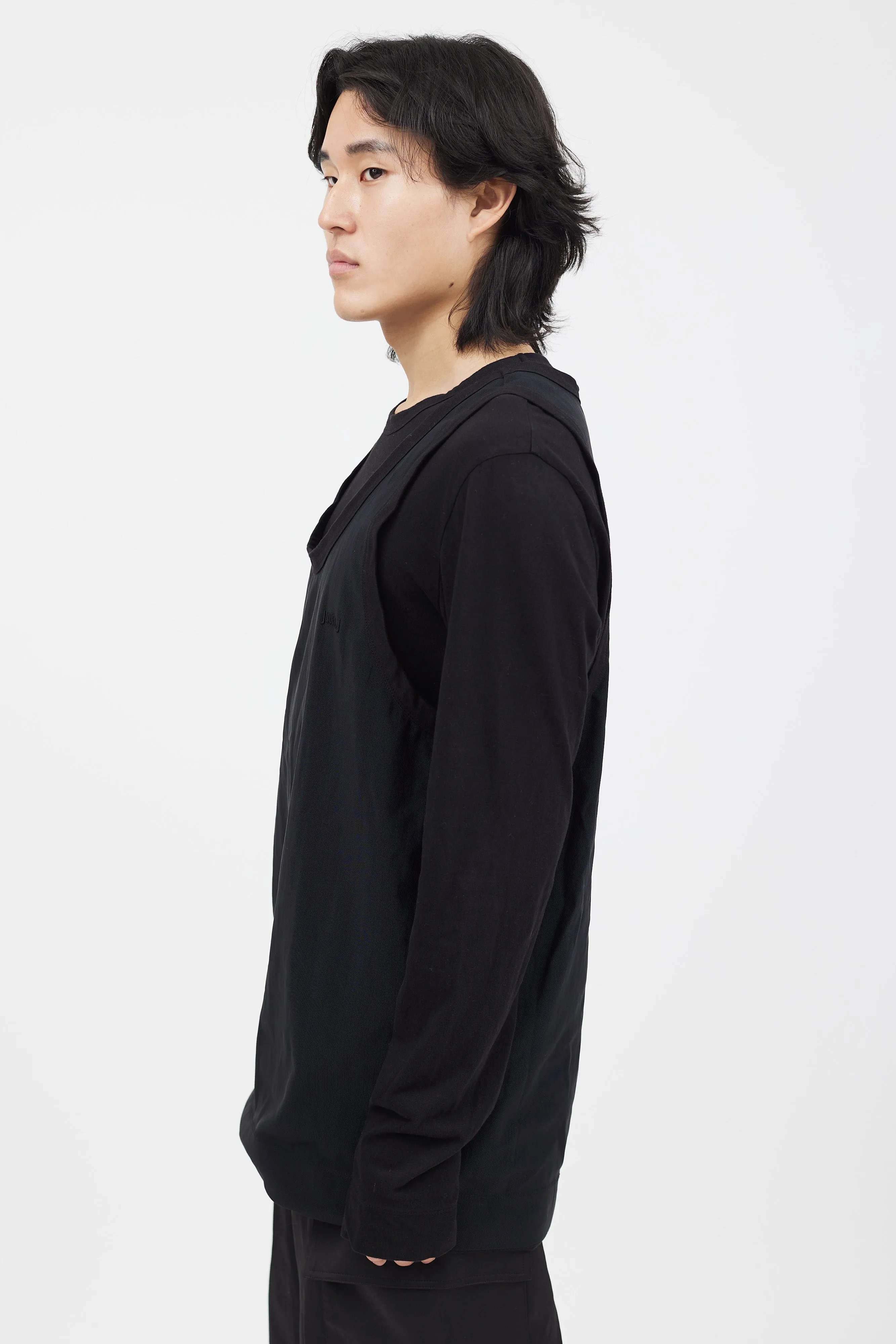 Black Layered Long Sleeve Top