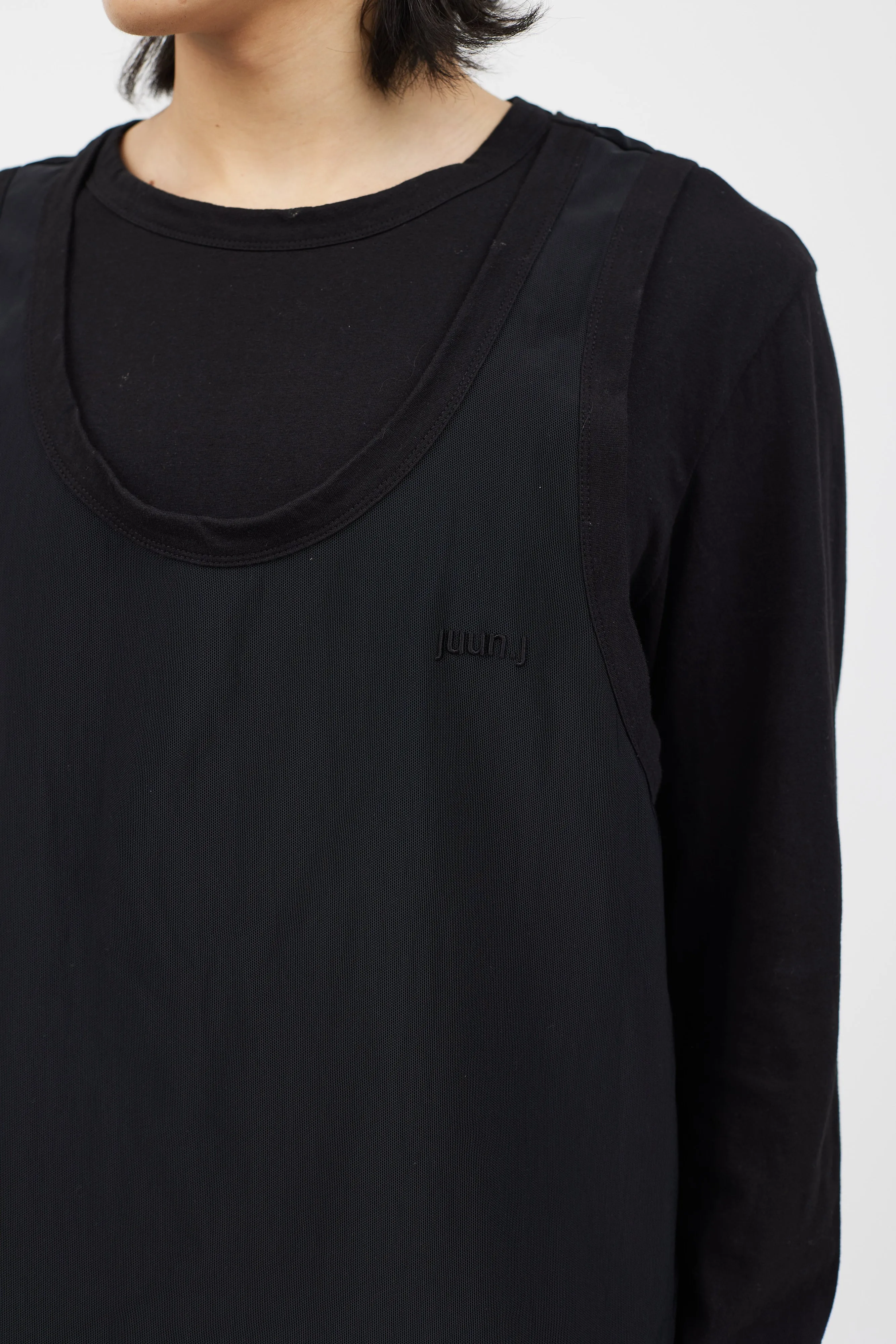 Black Layered Long Sleeve Top