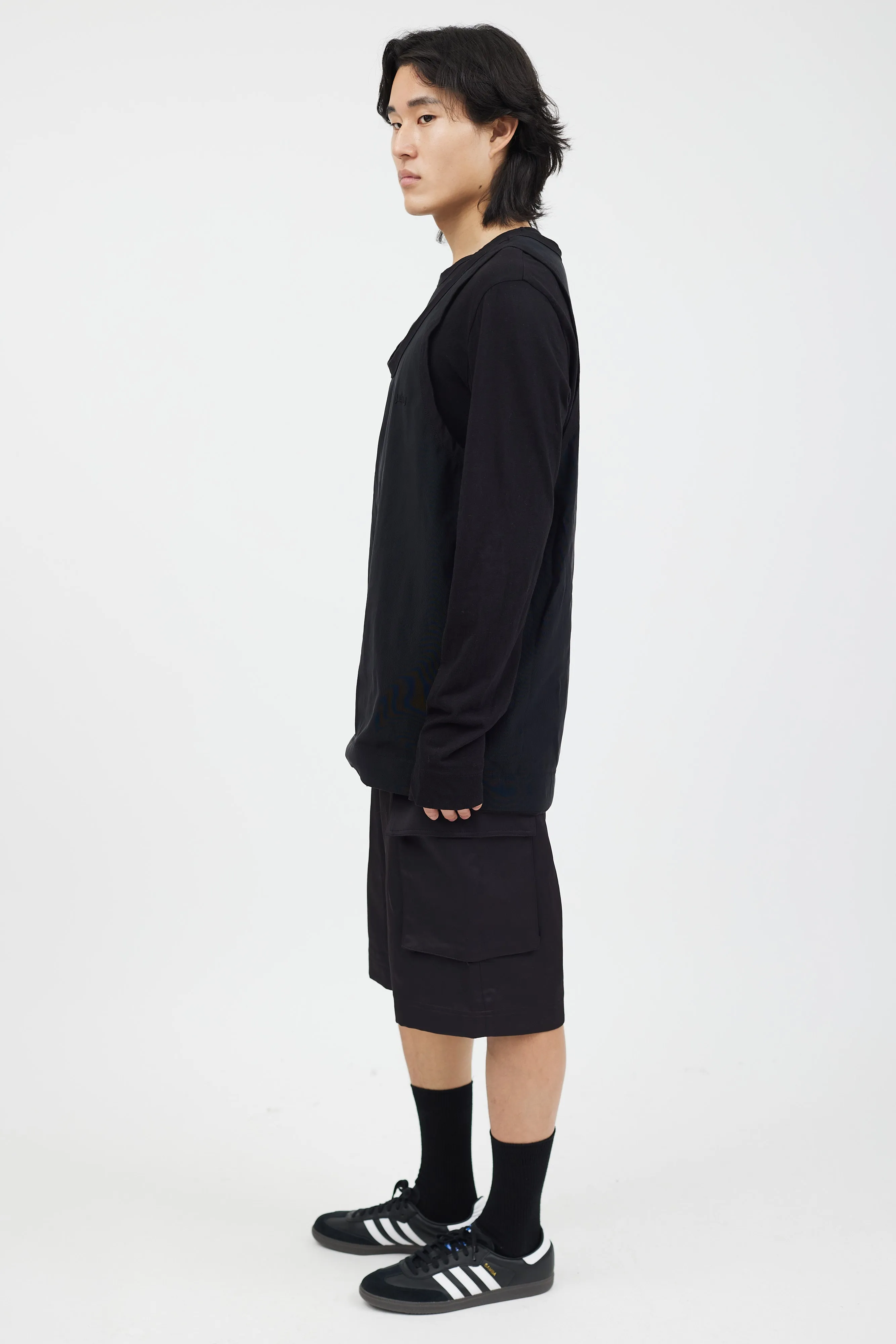 Black Layered Long Sleeve Top