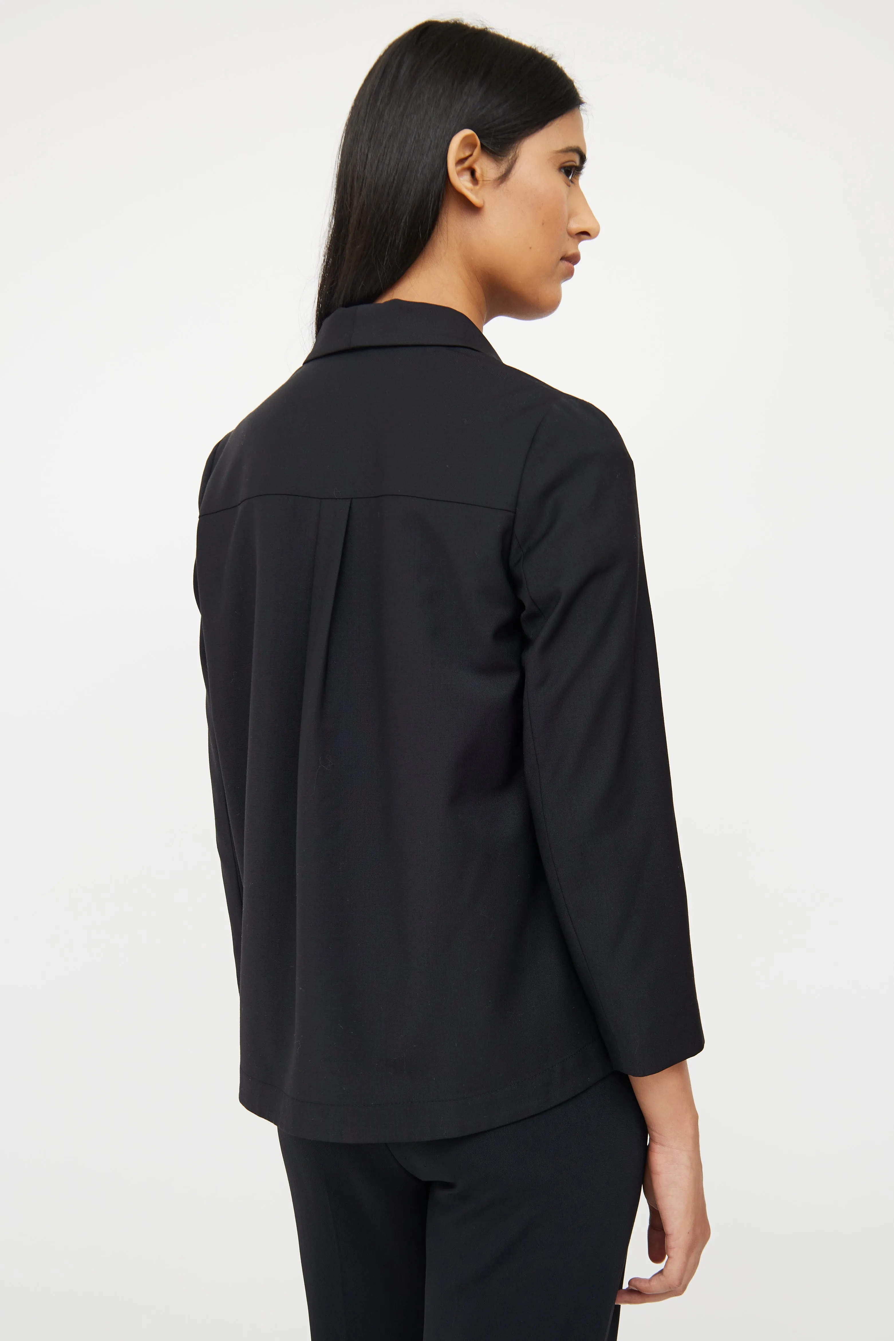 Black Wool Blend Double Breasted Blazer