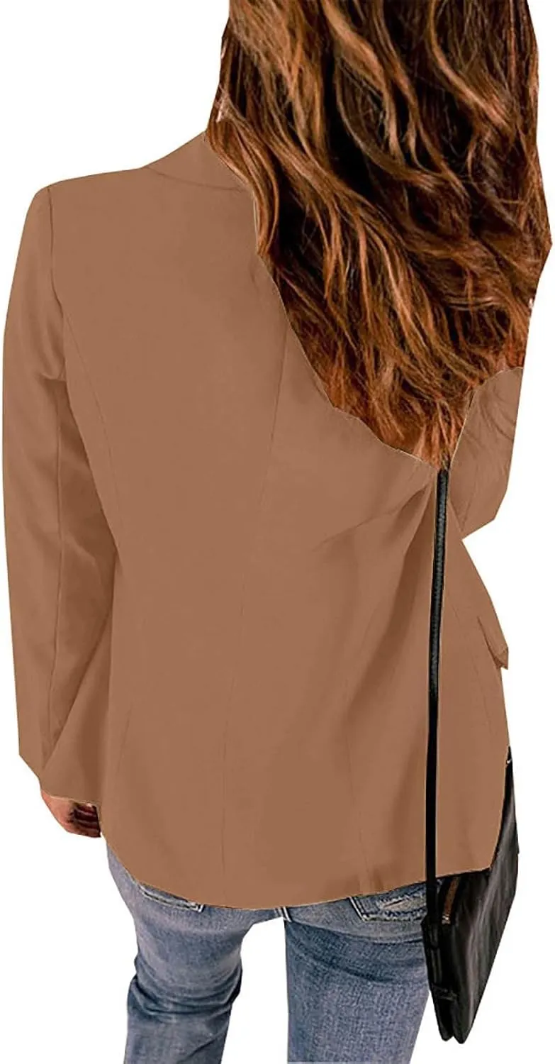 Blazers for Women Casual Long Sleeve One Button Open Front Jacket Business Slim Fit Solid Color Office Suit Jackets