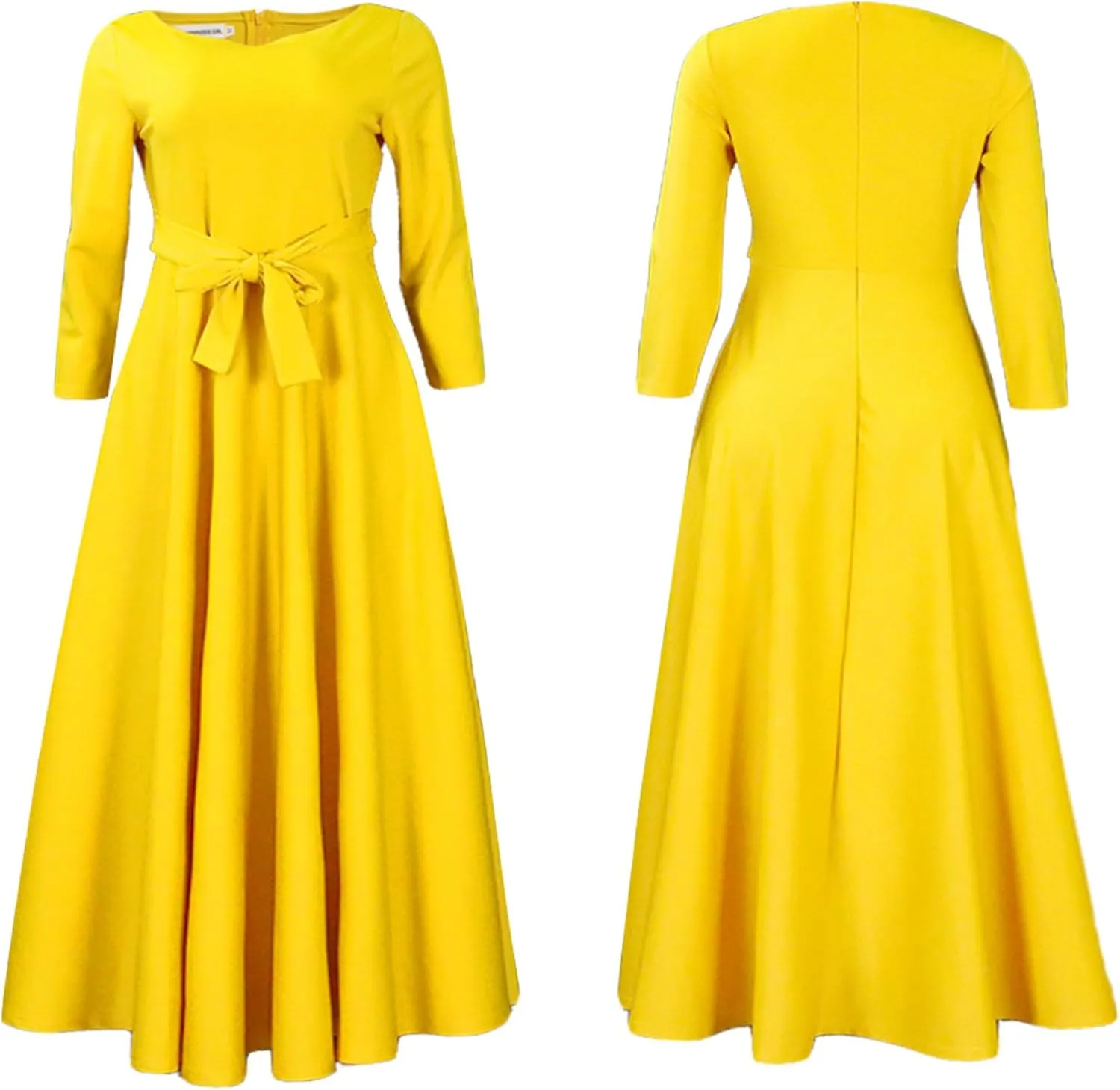 Casual Plus Size Maxi Dress for Women African Print Long Dress 3/4 Sleeve Flowy Ruffle Dress with Belt 2025 Fashion