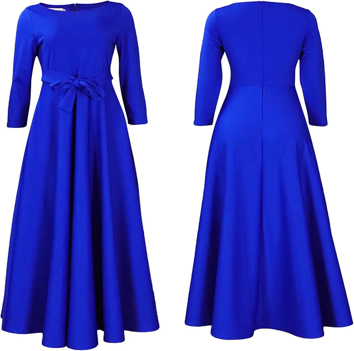 Casual Plus Size Maxi Dress for Women African Print Long Dress 3/4 Sleeve Flowy Ruffle Dress with Belt 2025 Fashion