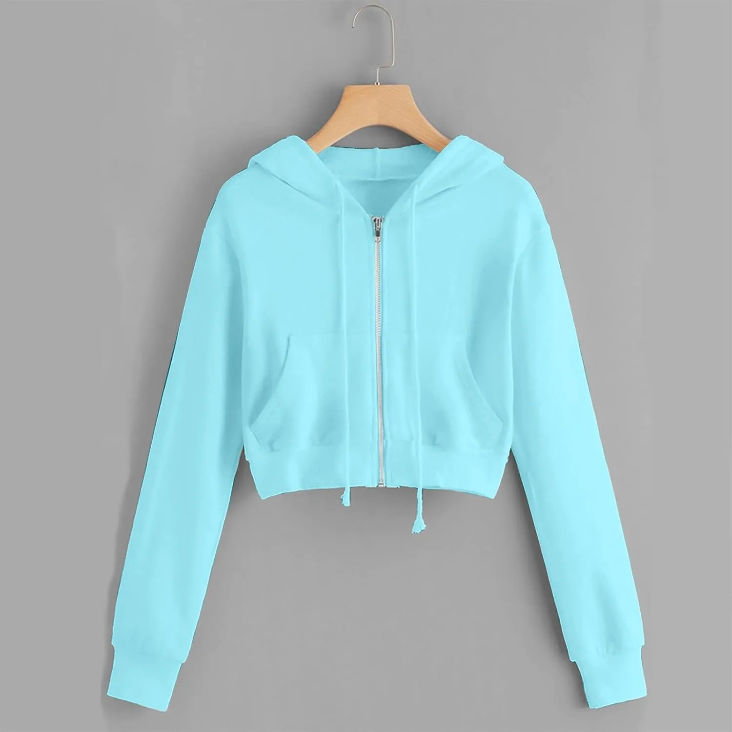 Cropped Hoodie Women Zip Up Hooded Sweatshirt 2023 Fashion Fall Crop Jackets Casual Cute Long Sleeve Crop Tops