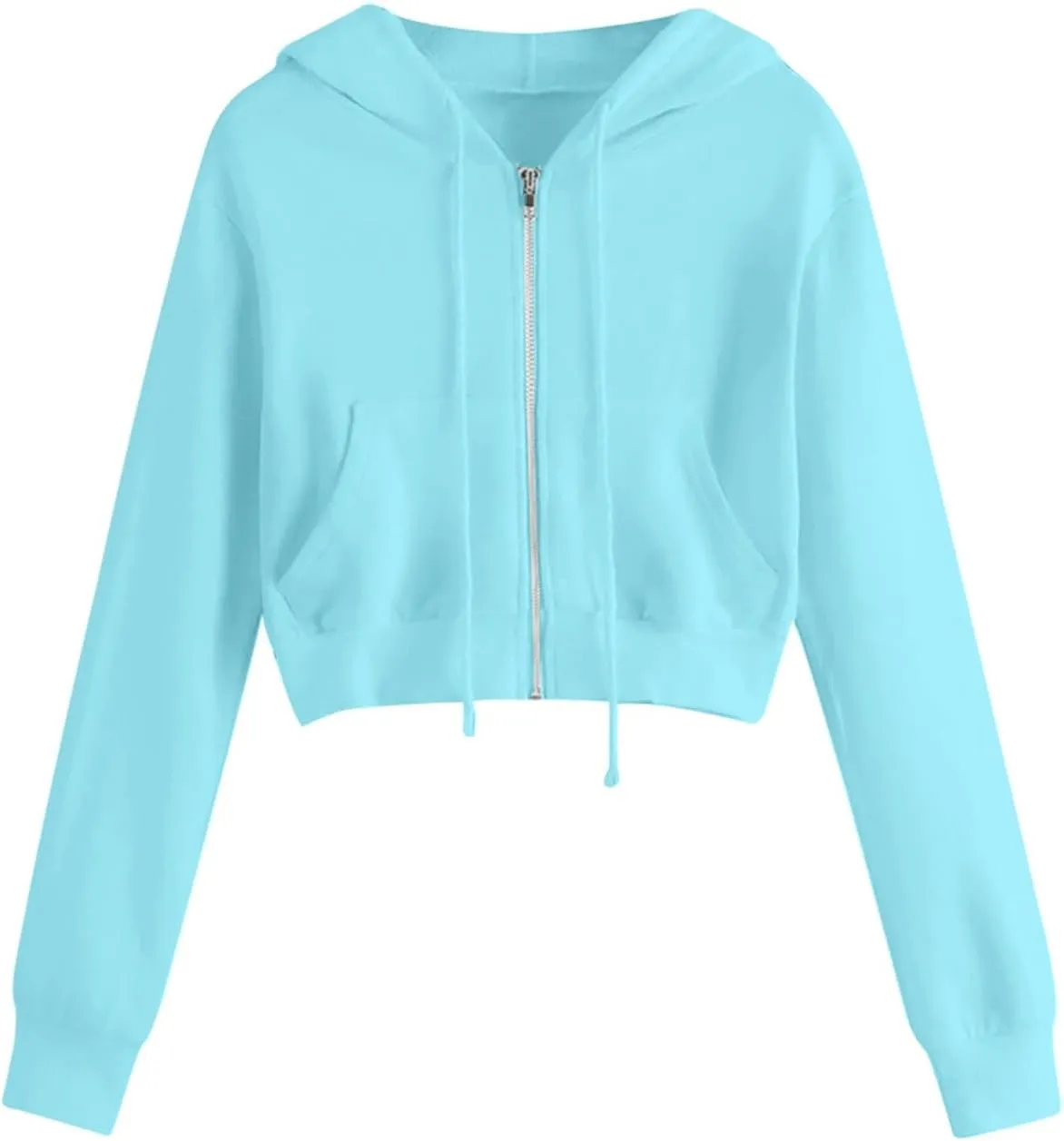 Cropped Hoodie Women Zip Up Hooded Sweatshirt 2023 Fashion Fall Crop Jackets Casual Cute Long Sleeve Crop Tops