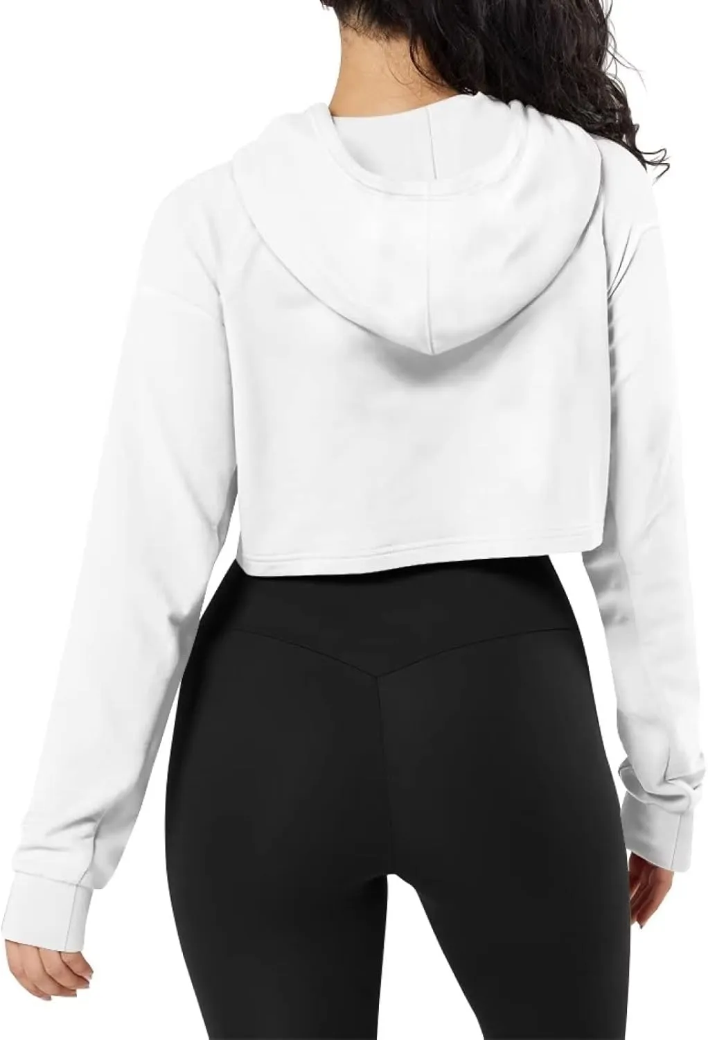 Flashideas Crop Top Long Sleeve Casual Workout Oversized Crop Tops Fashion Hoodies Short Version