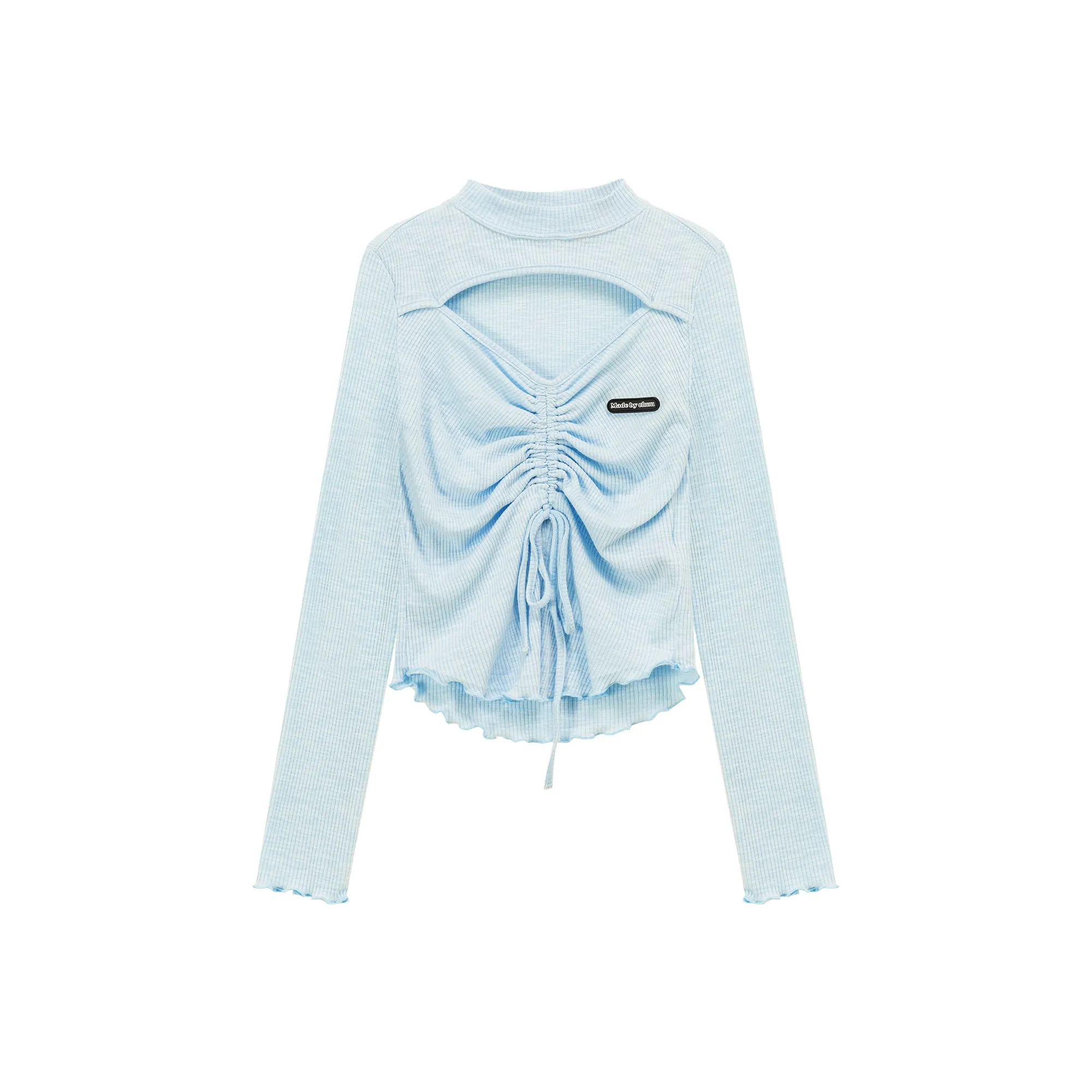 Front Slit Ruffle String T-Shirt