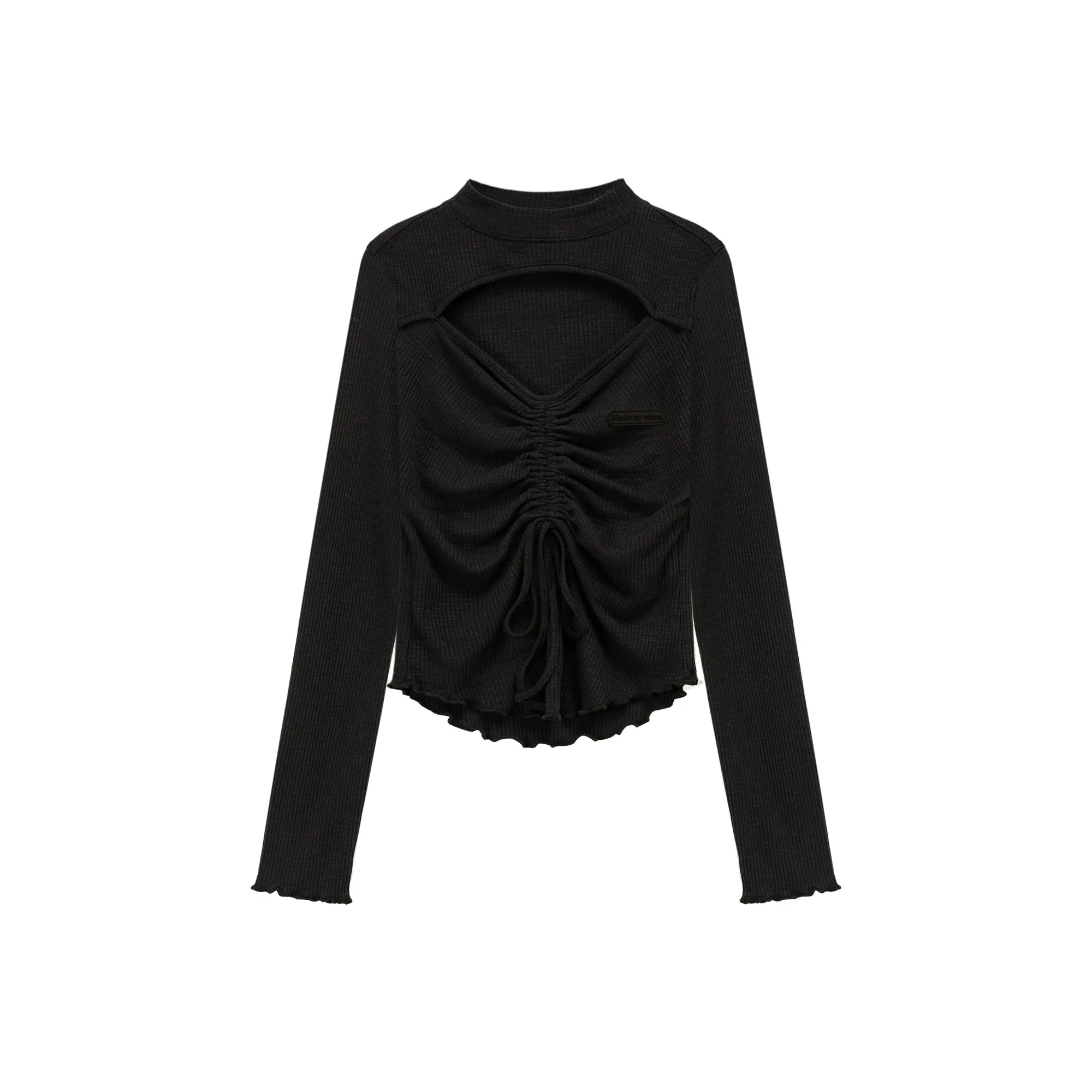 Front Slit Ruffle String T-Shirt