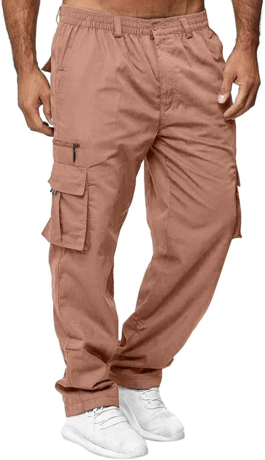 Fxbar Men's Outdoor Cargo Pant Relaxed Fit Lightweight Hiking Jogger Classic Fit Multi Pockets Trendy Trousers