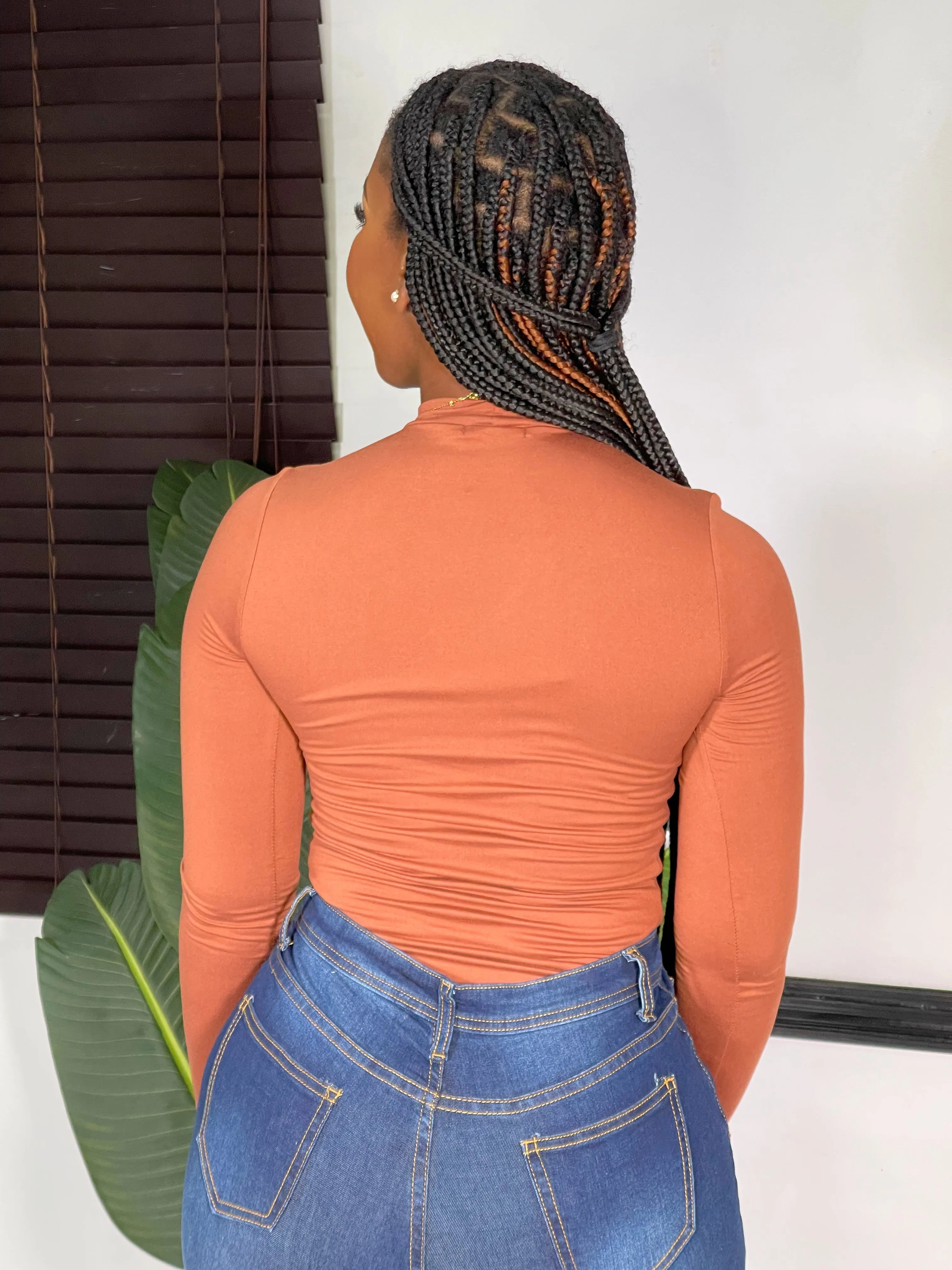 Katerina Double Layered Long Sleeve Bodysuit-Clay Code