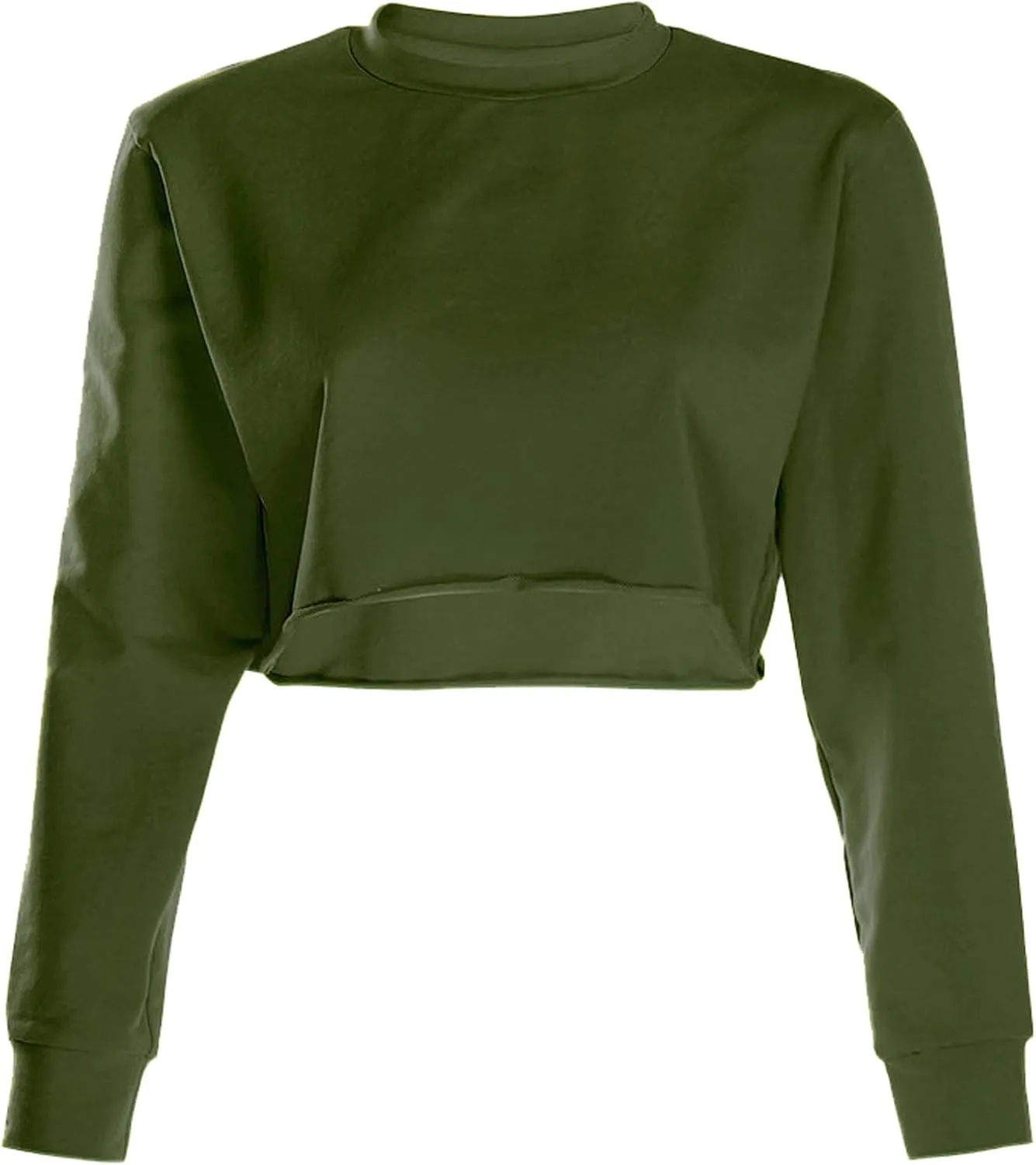 Kyerivs Casual Crop Sweatshirt for Women Crewneck Cropped Shirts Workout Long Sleeve Crop Tops