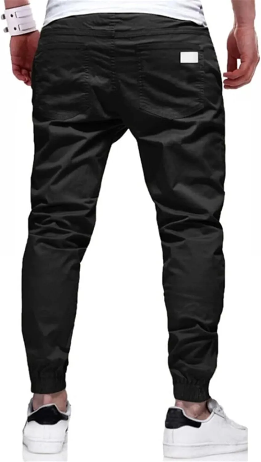 Men's Cargo Joggers Pants Casual Elastic Waist Drawstring Stretch Relaxed Fit Work Pants Tapered Sweatpants
