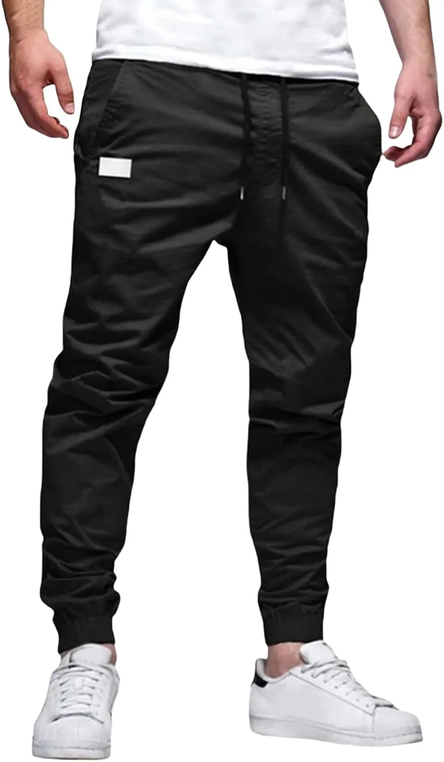 Men's Cargo Joggers Pants Casual Elastic Waist Drawstring Stretch Relaxed Fit Work Pants Tapered Sweatpants