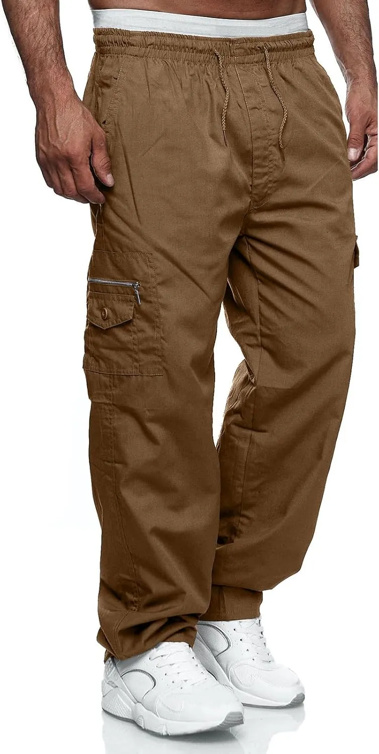 Men's Cargo Pants Relaxed Fit Sport Pants Jogger Sweatpants Drawstring Outdoor Trousers with Pockets