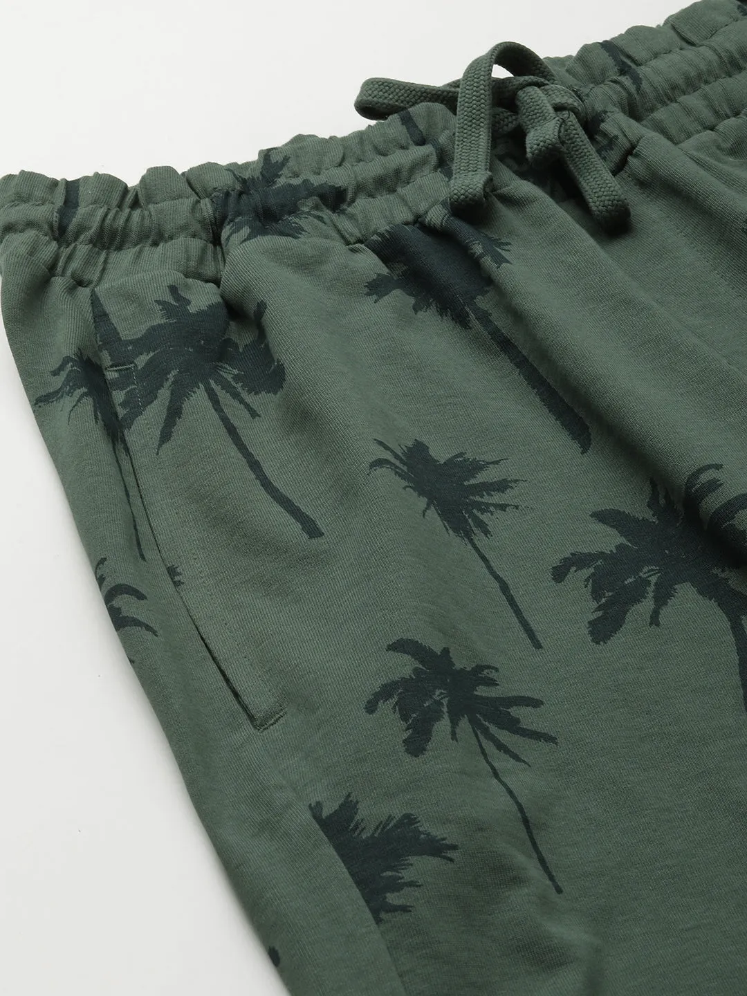 Men's Green Cotton Regular Fit Shorts
