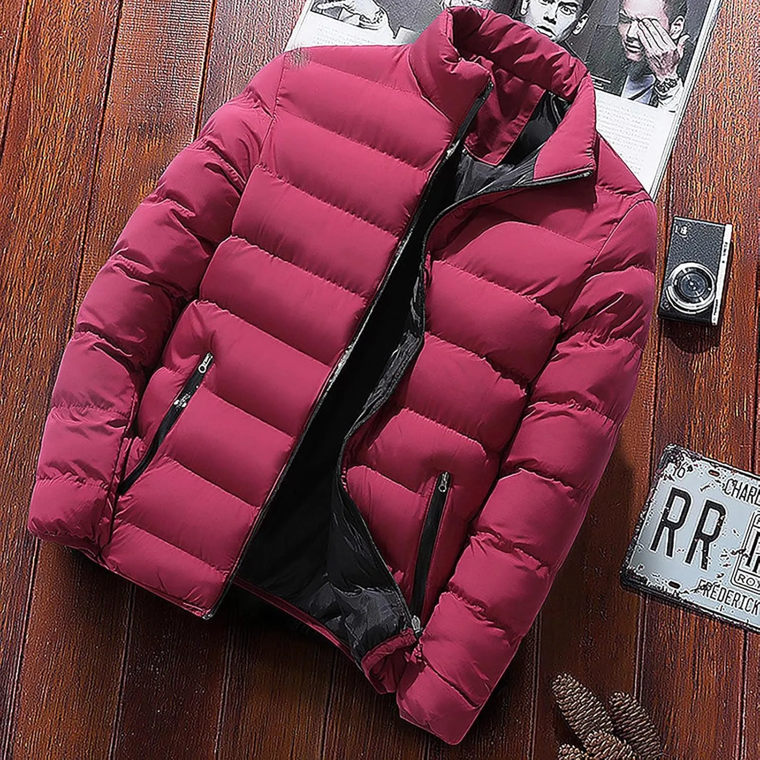 Men's Lightweight Puffer Jacket Winter Puffer Jacket Fleece Warm Coat Outerwear Cold Weather Jackets, L-5XL