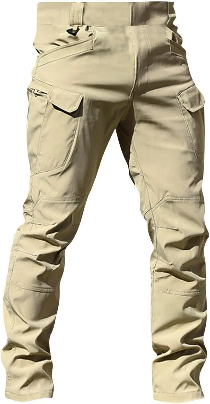 Mens Outdoor Cargo Work Pants Stretchy Lightweight Relaxed Fit Water-Resistant Ripstop Tactical Pants Hiking Pants