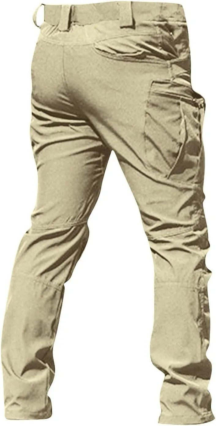 Mens Outdoor Cargo Work Pants Stretchy Lightweight Relaxed Fit Water-Resistant Ripstop Tactical Pants Hiking Pants
