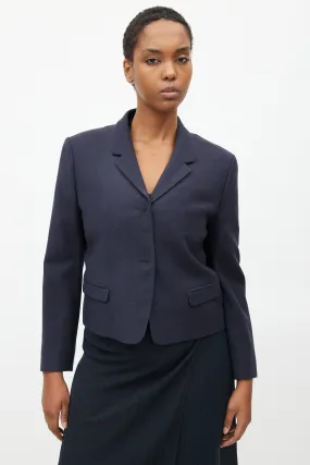 Navy Wool Cropped Blazer