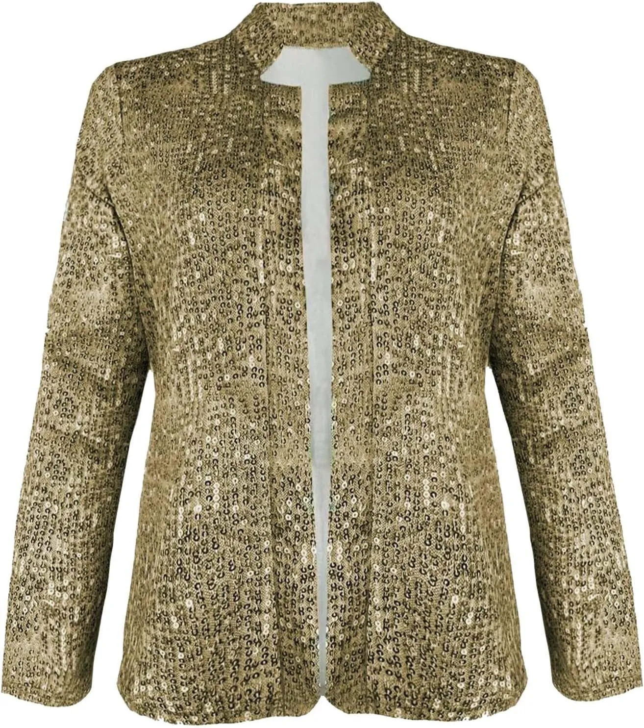 Sequin Blazer for Women Sparkly Sequin Jacket Crop Long Sleeve Lapel Open Front Shimmer Glitter Sequin Cardigan