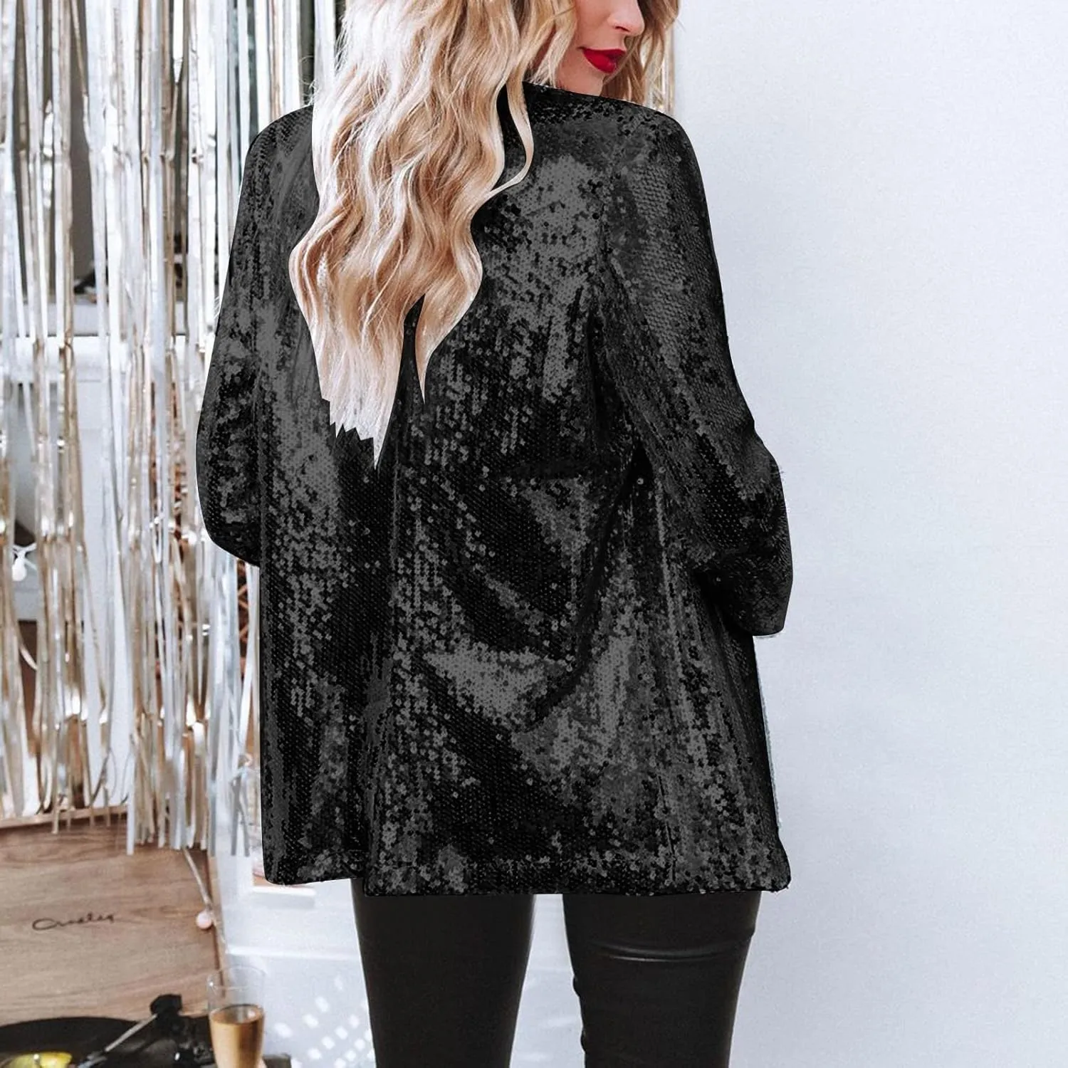 Sequin Blazers for Women 2025 Carnival Party Shiny Suit Jacket Business Casual Long Sleeve Glitter Cardigan Jackets