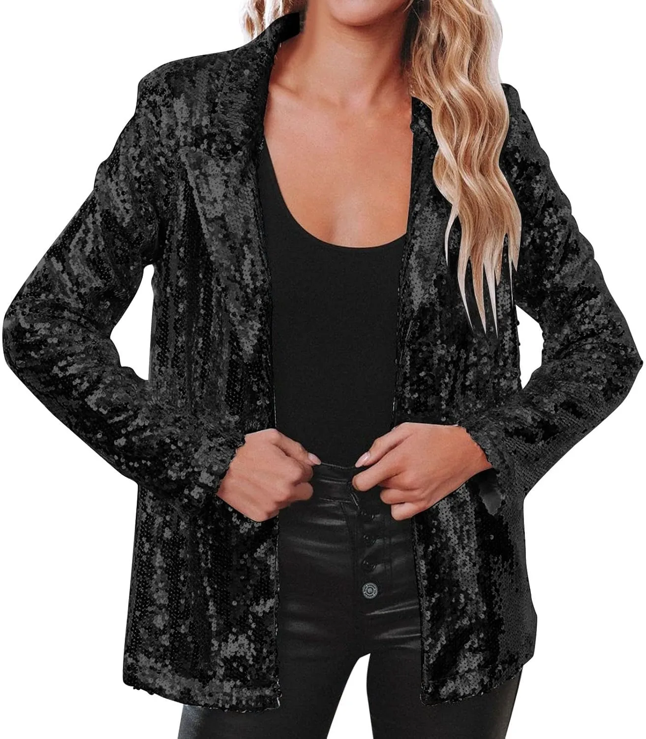 Sequin Blazers for Women 2025 Carnival Party Shiny Suit Jacket Business Casual Long Sleeve Glitter Cardigan Jackets