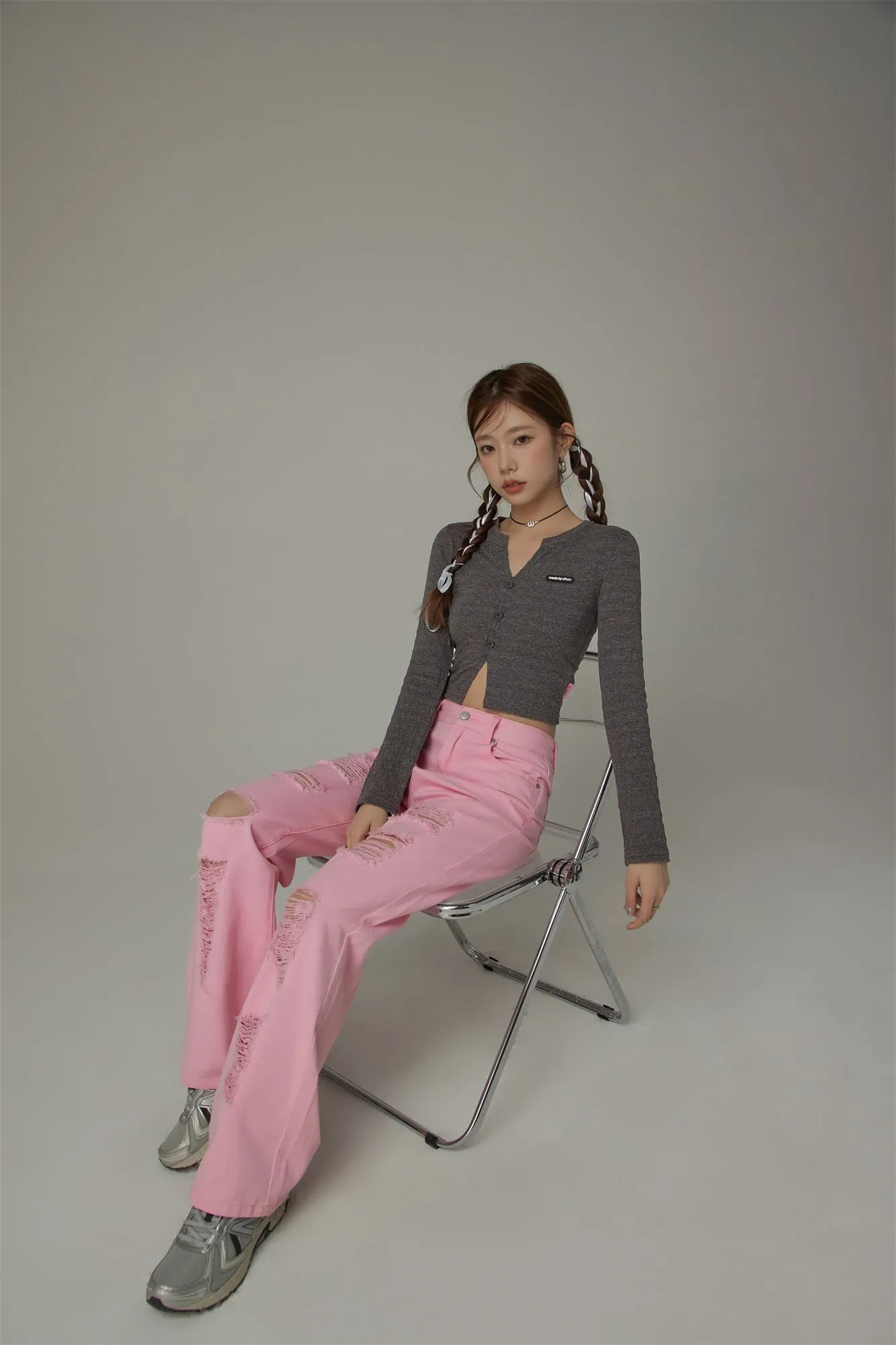 Slit Cropped T-Shirt