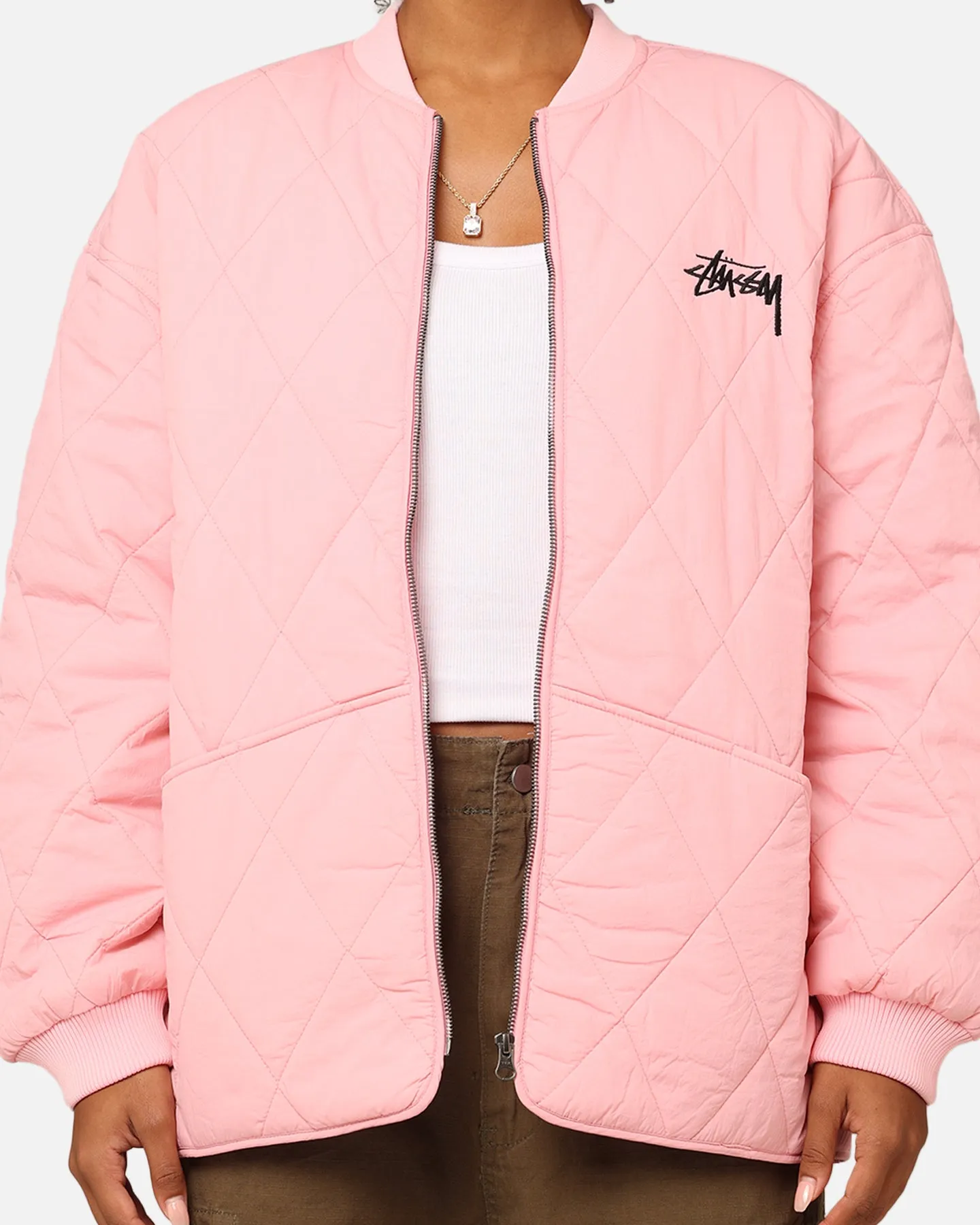 Stüssy Women's Stock Crown Quilted Jacket Pink