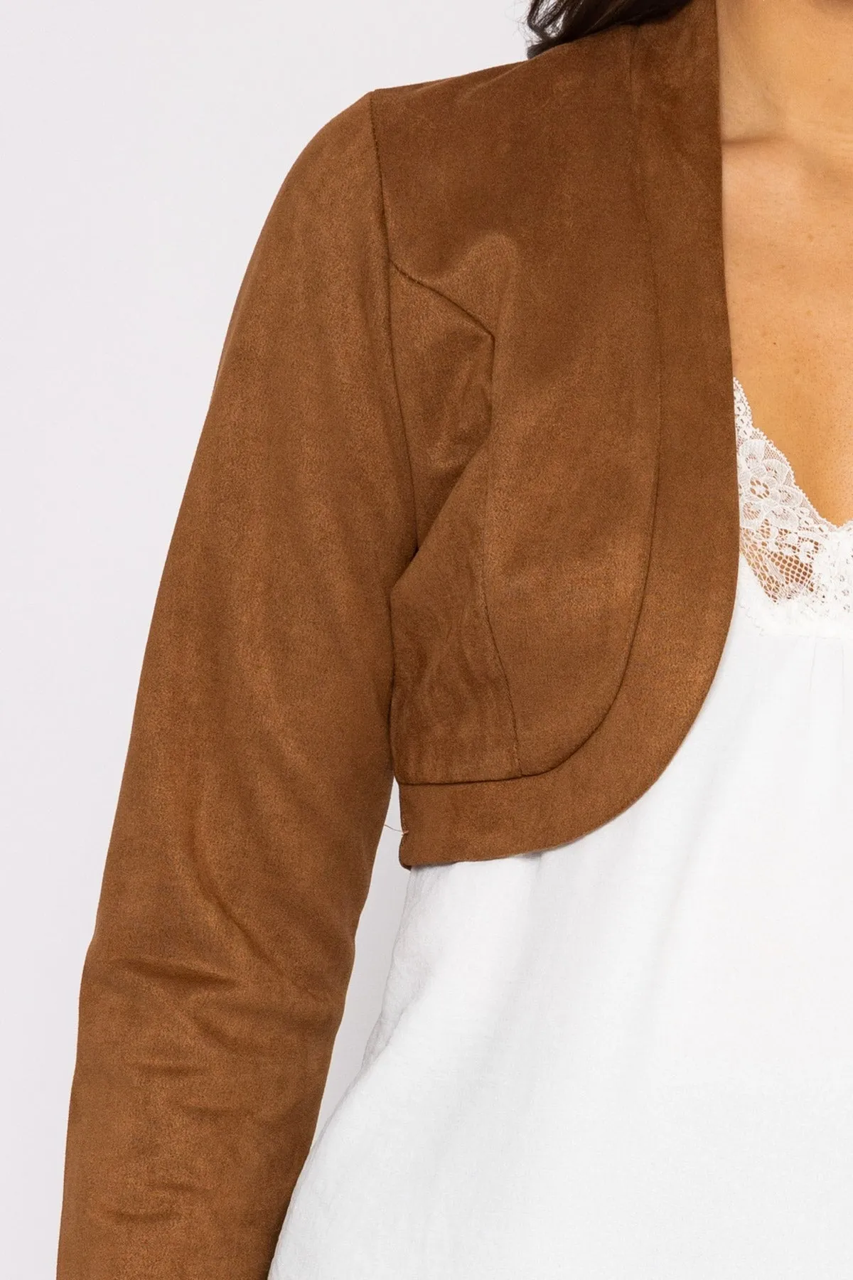Suede Bolero in Camel