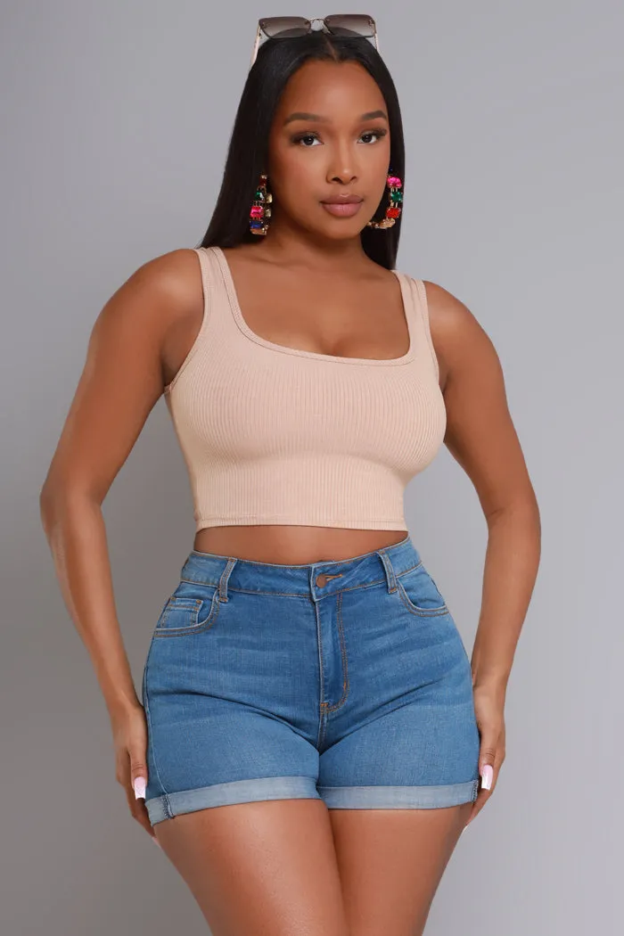 Take A Lap High Rise Cuffed Denim Shorts - Medium Wash