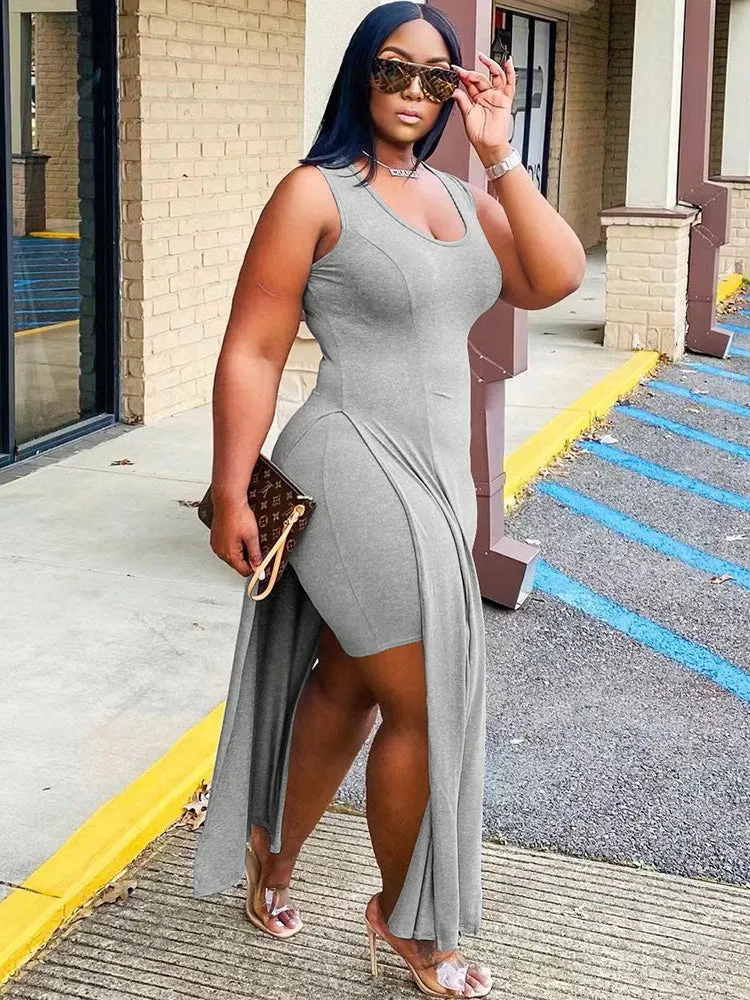 Two Piece Split Long Tank Top & Bodycon Pants