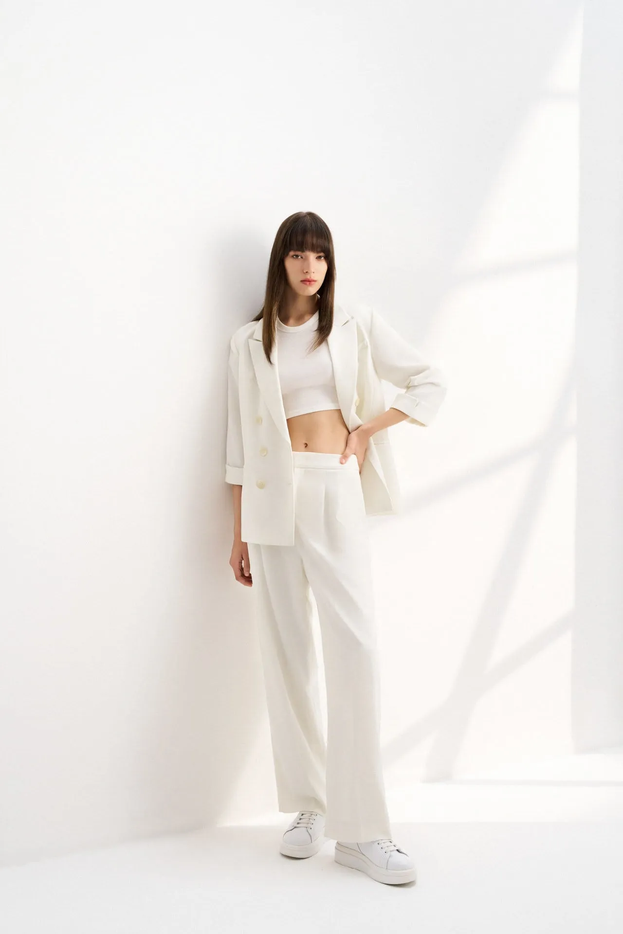 Water & Oil Repellent Relaxed Straight Leg Suit Pants