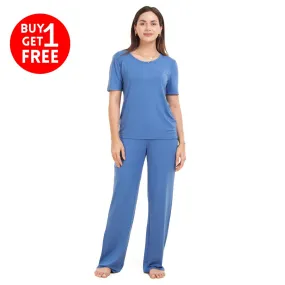 Women summer pajama set Petroleum shirt   Pants