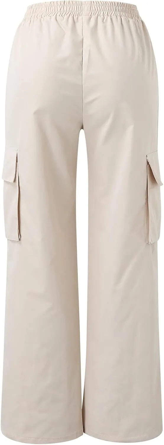 Women's Belt Less High Waisted Wide Leg Trousers Straight Leg Relaxed Style Trousers Casual Women's Pants Suits