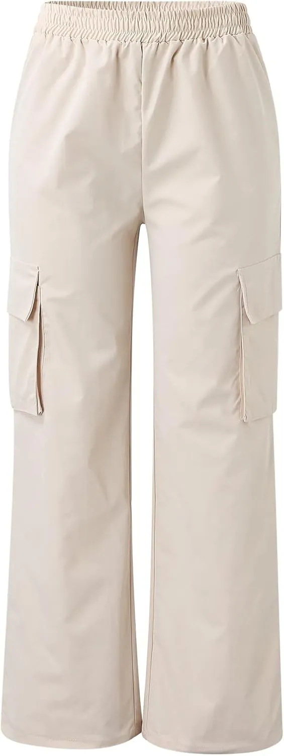 Women's Belt Less High Waisted Wide Leg Trousers Straight Leg Relaxed Style Trousers Casual Women's Pants Suits