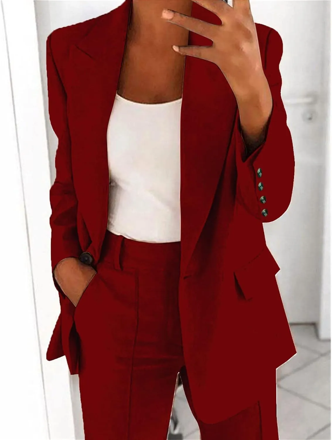 Women's Casual Blazers Business Lightweight Button Down Long Sleeve Jacket Open Front Blazer Summer Cardigan Work Suit