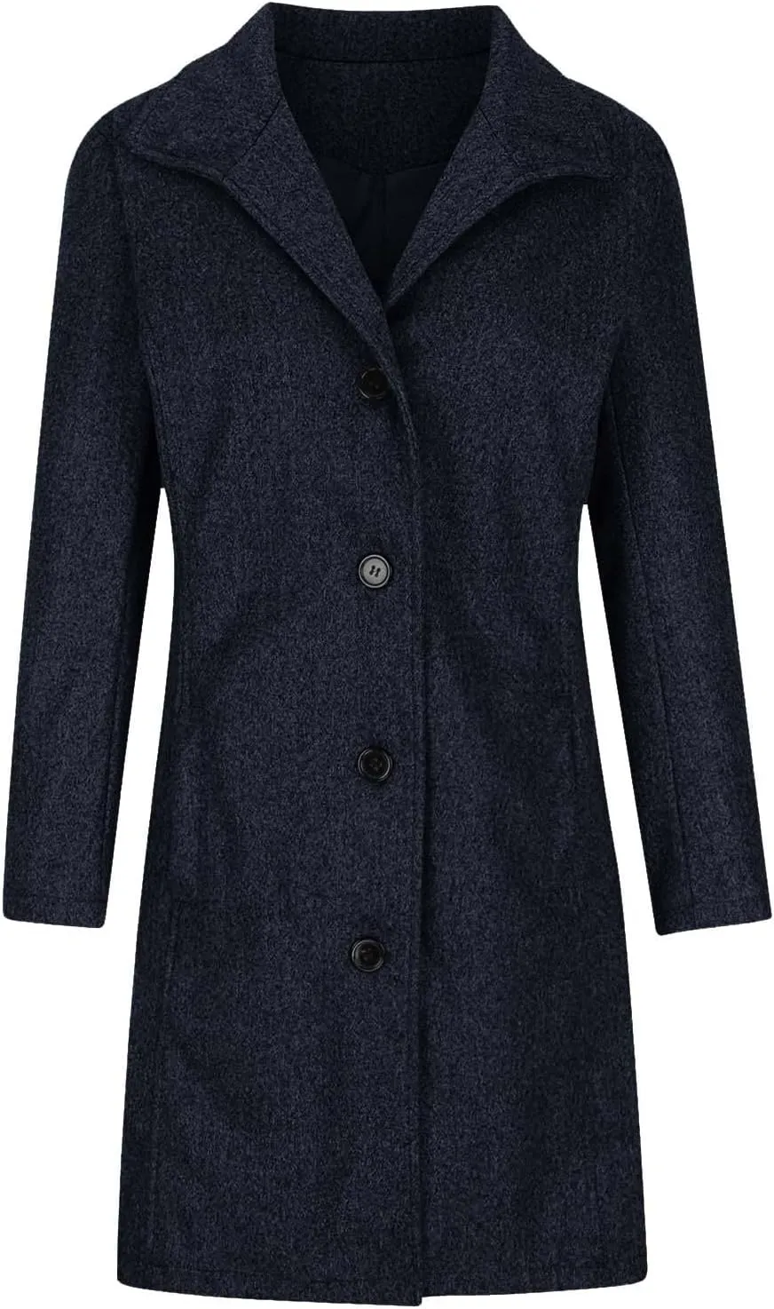 Women's Casual Thicken Wool Blend Stand Collar Single Breasted Warm Winter Coat Business Wool Pea Coats for Women